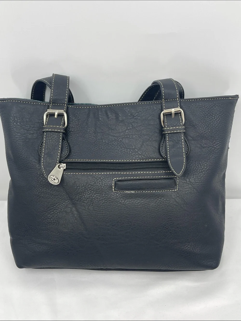 P&G Teal Textured Tote/SHOULDER Bag with Silver Conchos and Buckles
